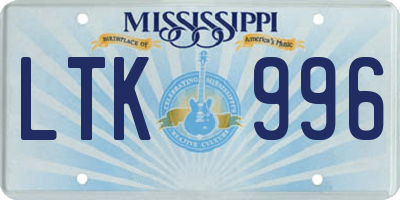 MS license plate LTK996