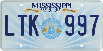MS license plate LTK997