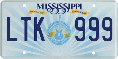 MS license plate LTK999