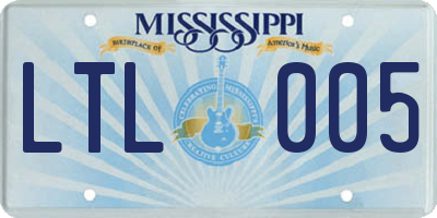 MS license plate LTL005
