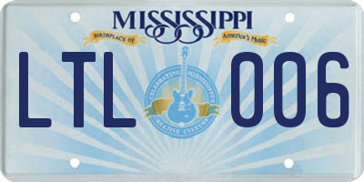 MS license plate LTL006