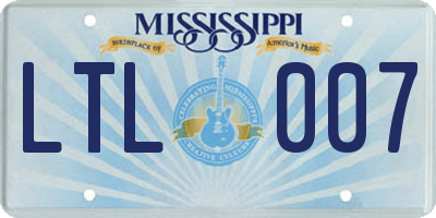 MS license plate LTL007