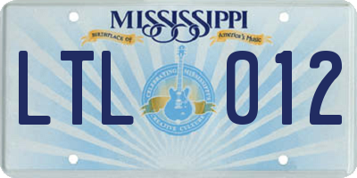 MS license plate LTL012