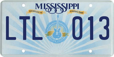 MS license plate LTL013