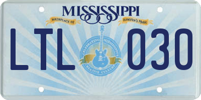 MS license plate LTL030