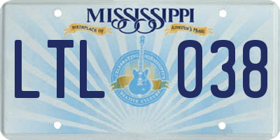 MS license plate LTL038