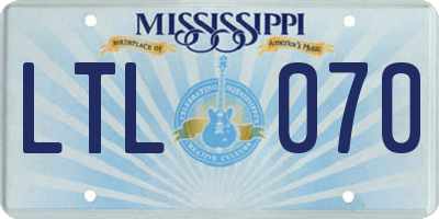 MS license plate LTL070