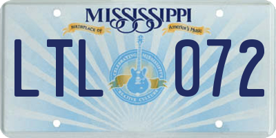 MS license plate LTL072