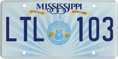 MS license plate LTL103