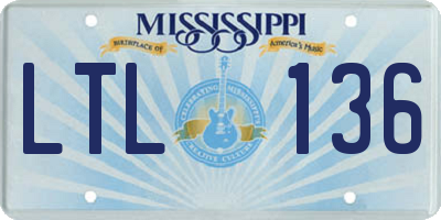 MS license plate LTL136