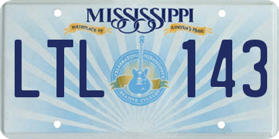 MS license plate LTL143