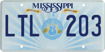 MS license plate LTL203