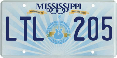 MS license plate LTL205