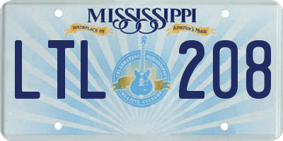 MS license plate LTL208