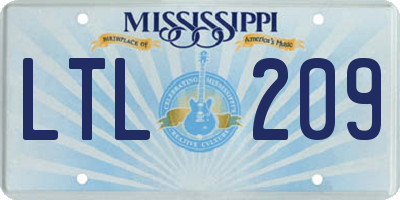 MS license plate LTL209
