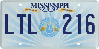 MS license plate LTL216