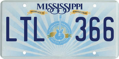 MS license plate LTL366