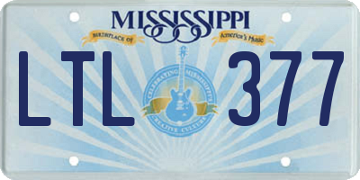 MS license plate LTL377