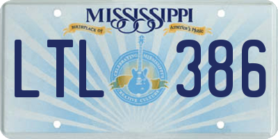 MS license plate LTL386