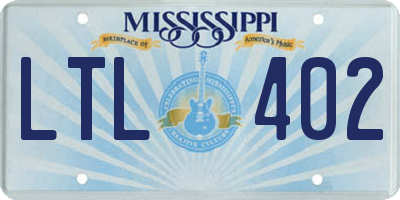 MS license plate LTL402