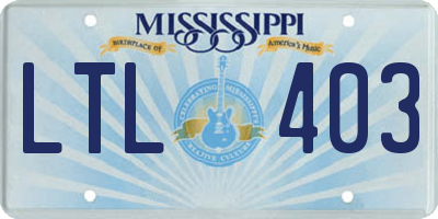 MS license plate LTL403