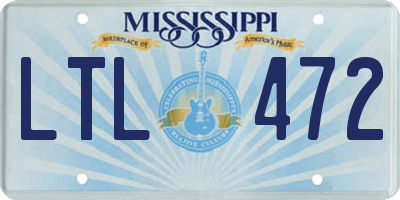 MS license plate LTL472