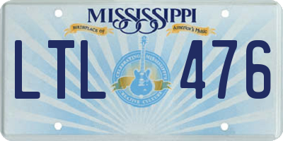 MS license plate LTL476