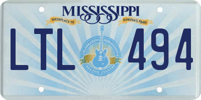 MS license plate LTL494