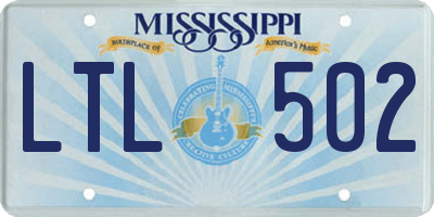 MS license plate LTL502