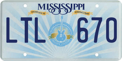 MS license plate LTL670