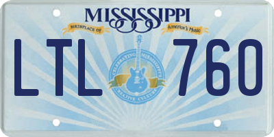 MS license plate LTL760
