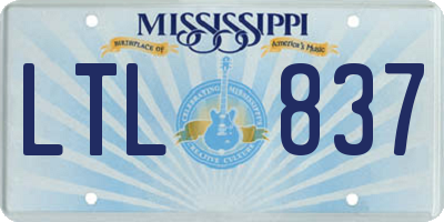 MS license plate LTL837