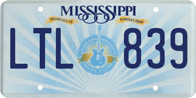 MS license plate LTL839