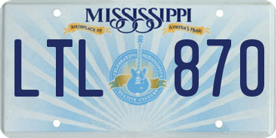 MS license plate LTL870