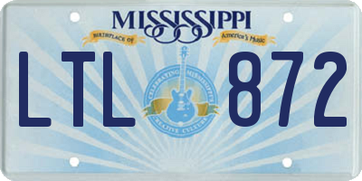 MS license plate LTL872
