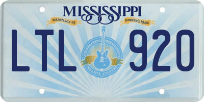 MS license plate LTL920