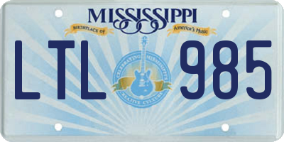 MS license plate LTL985