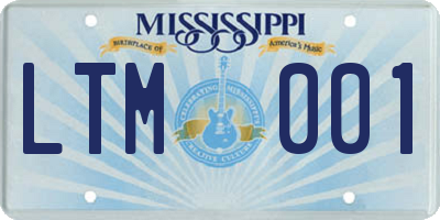MS license plate LTM001