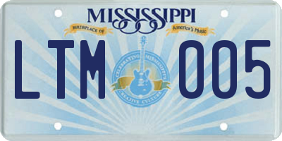 MS license plate LTM005