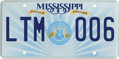 MS license plate LTM006