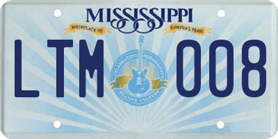 MS license plate LTM008
