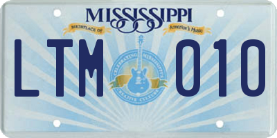 MS license plate LTM010