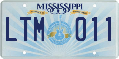MS license plate LTM011