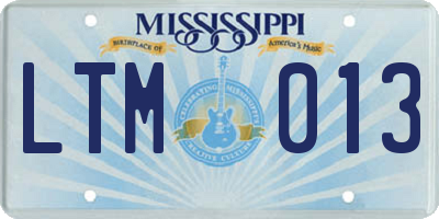 MS license plate LTM013
