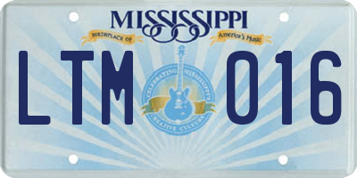 MS license plate LTM016