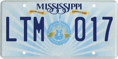 MS license plate LTM017