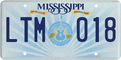 MS license plate LTM018