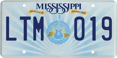 MS license plate LTM019