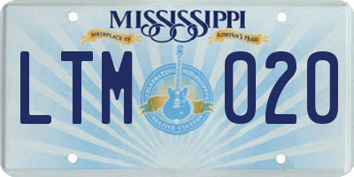 MS license plate LTM020