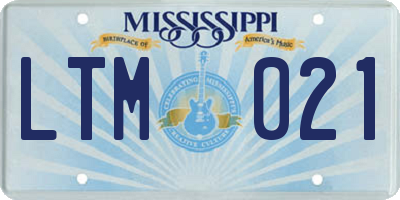 MS license plate LTM021